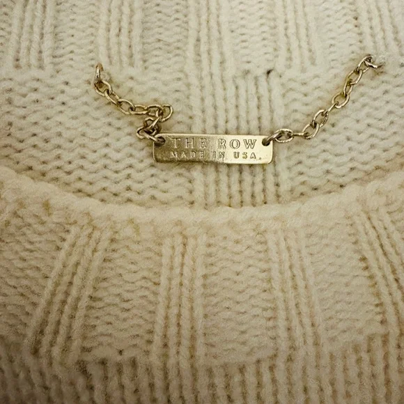 The Row | Crew Neck Ivory Cable Knit Sweater - Picture 4 of 9